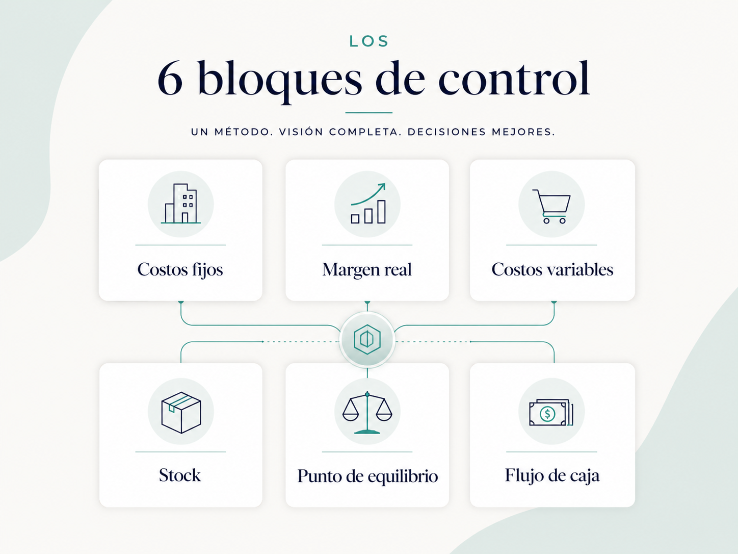 Visual simple de los seis bloques de control para entender mejor el negocio y tomar decisiones